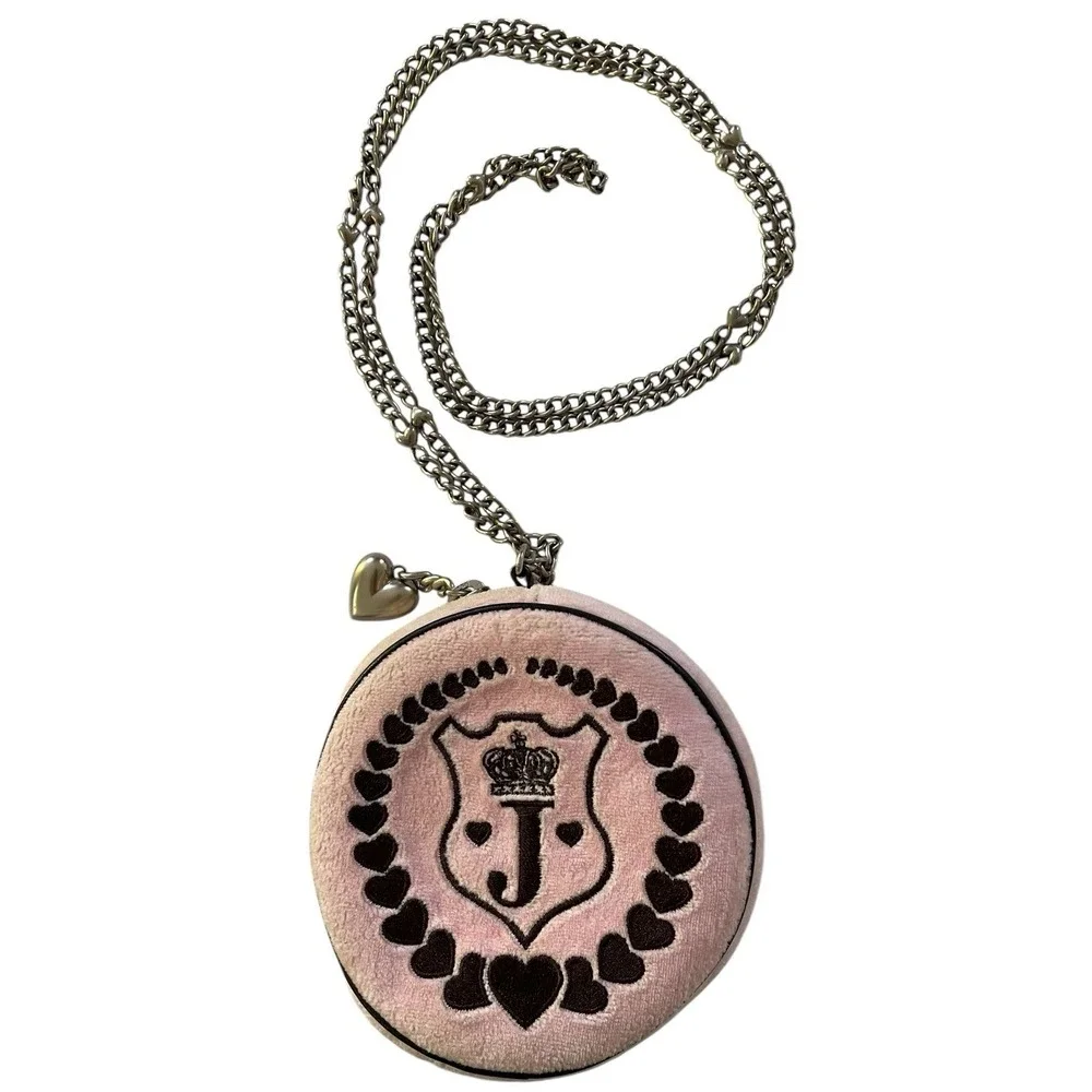 VTG Juicy Couture Pink Queen of‎ Couture Round Mini Canteen Purse Crossbody Y2K